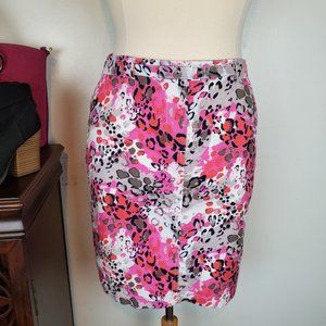 Zowy Belted Pink Orange Gray Skirt 98% Cotton Size 12
